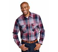 Pegasus Men's Long Sleeve Brushed Cotton Check Shirt with Chest Pockets in Burgundy | Size: Small Pegasus Burgundy S