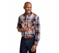 Pegasus Men's Long Sleeve Brushed Cotton Check Shirt with Chest Pockets Navy 3XL