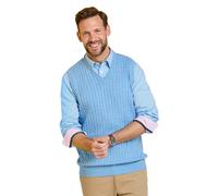 Pegasus Men's Luxury Cotton Slipover, Soft Cable Knit Tank & Ribbed Hem Jumper in Pale Blue | Size: 4XL Pegasus Pale Blue 4XL