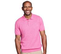 Pegasus Men's Luxury Yarn Cable Knitted Polo Super Soft Knit 3 Button Placket Flat in Red | Size: Medium Pegasus Red M