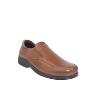 Pegasus Men's Premium Comfort Wide G Fit Slip On Shoes Soft Leather with Elastic Gusset, Cushioned Insole & Flexible Sole Brown 7