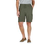 Pegasus Men's Pull On Cotton Shorts (2 Pack) Soft Pique Fabric with Elasticated Waist, Drawcord & Cargo Pockets Khaki