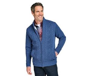 Pegasus Men's Sherpa Lined Cable Knit Zip Jacket Navy
