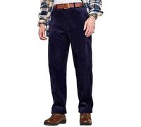 Pegasus Men's Sherpa Lined Cord Trousers with Stretch Waist - 8 Wale Cord, Button & Zip Fly Thermal Trousers Navy 32W / 27L