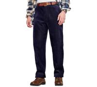 Pegasus Men's Sherpa Lined Corduroy Trousers with Stretch Waist, 8 Wale Cord Thermal Pants with Button & Zip Fly Navy