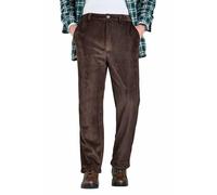 Pegasus Men's Sherpa Lined Corduroy Trousers with Stretch Waist, 8 Wale Cord Thermal Pants with Button & Zip Fly Brown
