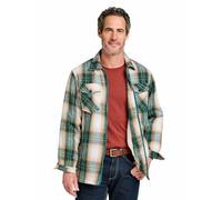 Pegasus Men's Sherpa Lined Zip Overshirt Check Fleece with Padded Sleeves Green L