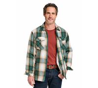 Pegasus Men's Sherpa Lined Zip Overshirt Check Fleece with Padded Sleeves in Green | Size: Large Pegasus Green L