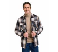 Pegasus Men's Sherpa Lined Zip Overshirt Check Fleece with Padded Sleeves in Navy | Size: 2XL Pegasus Navy 2XL