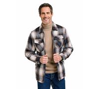 Pegasus Men's Sherpa Lined Zip Overshirt Check Fleece with Padded Sleeves Navy XXL