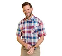 Pegasus Men's Short Sleeve Cotton Check Shirt With Pocket in Navy | Size: 3XL Pegasus Navy 3XL