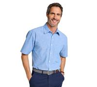 Pegasus Men's Short Sleeve Linen Look Shirt with Classic Collar & Chest Pocket Blue 50/52 (3XL)