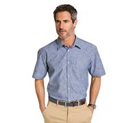 Pegasus Men's Short Sleeve Linen Look Shirt with Classic Collar & Chest Pocket in Navy | Size: 3XL Pegasus Navy 3XL