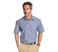 Pegasus Men's Short Sleeve Linen Look Shirt with Classic Collar & Chest Pocket Navy 50/52 (3XL)