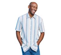 Pegasus Men's Short Sleeve Stripe Shirt - 100% Cotton, Yarn Dyed, Chest Pocket, Comfort Fit, Sizes M-4XL White