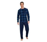 Pegasus Men's Thermal Fleece Pyjama Set with Chest Pocket Long Sleeve Crew Neck & Elasticated Waist Bottoms Navy XL