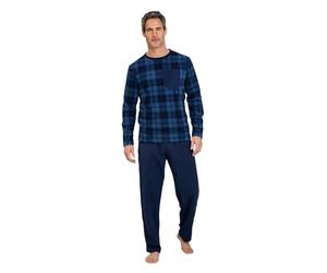 Pegasus Men's Thermal Fleece Pyjama Set with Chest Pocket Long Sleeve Crew Neck & Elasticated Waist Bottoms Navy S