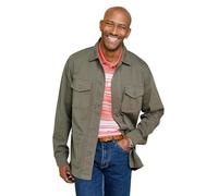 Pegasus Men's Utility Style Stretch Cotton Cargo Jacket, Lightweight & Functional Overshirt with 4 Front Pockets & Adjustable Cuffs Khaki L