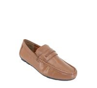 Pegasus Men's Wide Fit Breathable Smart Leather Slip-On Driving Loafers - Soft Leather Shoes with Flexible Sole & Heel Guard Tan 7 UK