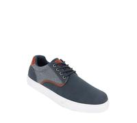 Pegasus Men's Wide Fit Lace-Up Trainers, Smart-Casual Shoes with Canvas Trim & Cushioned Ankle Collar Navy 9