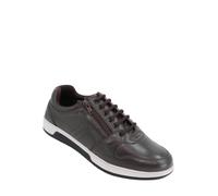 Pegasus Men's Wide Fit Leather Lace Trainer with Side Zip Adjustable & Comfortable Brown 11