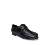 Pegasus Men's Wide Fit Leather Moccasin Shoes, Classic Design with Touch Fasten Black