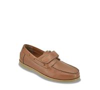 Pegasus Men's Wide Fit Leather Touch Fasten Boat Shoe - Adjustable Strap, Cushioned Insole with Stylish Lace Detailing Tan 12