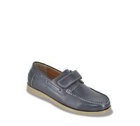 Pegasus Men's Wide Fit Leather Touch Fasten Boat Shoe - Adjustable Strap, Cushioned Insole with Stylish Lace Detailing Navy 9