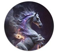 Pegasus Of Destiny Adult Jigsaw Puzzles 1000 Pieces 1000 Piece Round Jigsaw Puzzles for Adults Family Fun Craft, Perfect for Birthdays, Holidays 67.5x67.5cm