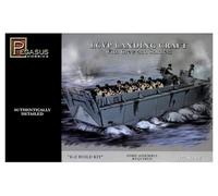 Pegasus PG7650, 1/72 LCVP landing boat with figurines and base plate, plastic model building kit