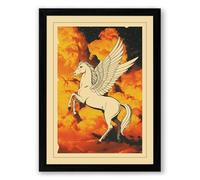Pegasus Rising Fantasy Framed Wall Art Print A4 (29.7×21cm) Black, Wall Decor for Living Room, Bedroom, Office & Home, Ready to Hang, Art Gift