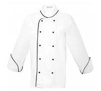 Pegasus Textiles | Executive White Long Sleeve Chef Jackets with Black Piping (Large)