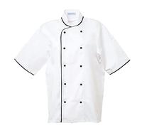 Pegasus Textiles | Executive White Short Sleeve Chef Jackets with Black Piping (XL)