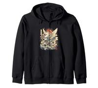 Pegasus Ukiyo-e Japanese Wave & Sakura Myth Art Zip Hoodie