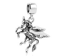 Pegasus Unicorn Charm Compatible with Pandora Bracelets Greek Mythology Poseidon Horse God Fairy Fairytale White Blue CZ Women