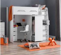 Pegasus White And Silver Wooden High Sleeper Frame Only - 3Ft Single