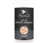 Pegasus Whole Black Pepper 25g, Premium Whole Peppercorns for Cooking, Seasoning, Marinades, Soups, Sauces, Salads, Grilling, Roasting & Gourmet Recipes, Fresh Aromatic Spice, (Pack of 1)