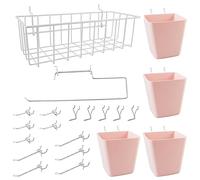 Pegboard Baskets Cups, Paper Towel Holder, Peg Board Hooks, Tray Rack 21 Pack 1/8" & 1/4" Pegboard Wall Organizer Accessories, Utility Holders & Hangers for Workbench Craft Workshop Kitchen Paint