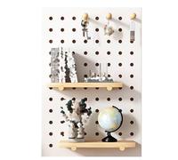 Pegboard Combination Kit, Wood Perforated Board, Wall-mounted Display Storage Rack with Wooden Sticks for Garage