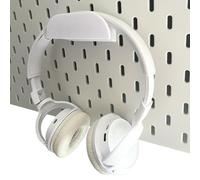 Pegboard Headphone Holder Compatible with IKEA SKADIS - Headset Hanger Hook for Wall Organiser, Space-Saving Desk Storage (White)