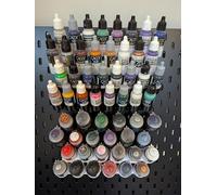 Pegboard Paint Pot Holder, Compatible with IKEA SKADIS, Compatible with Vallejo / Army Painter Paint Brand, 8 Pots/Rack, Max 25mm O.D. Bottles (2, Black/White) (Citadel White)