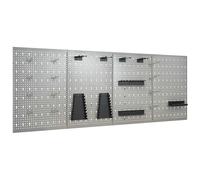 Pegboard Panels Grey Steel 4 pcs 40x58 cm Wall-mounted Heavy Duty Perforated for