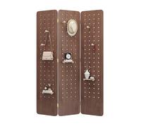 Pegboard Room Divider Panel,3/4 Panels Folding Room Divider Wall,Pegboard Privacy Screens with Storage Rack,for Craft/Art Shows Retail Events(Brown,180x40cm-3 panel)