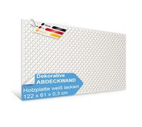 Pegboard Sevilla Perforated Wall 122 x 61 x 0.3 cm MDF Wooden Panel Painted White - Made in Germany - Radiator Cover, Door Filling, Screen or Ventilation Grille (Single Pack (1 x Perforated Wall)