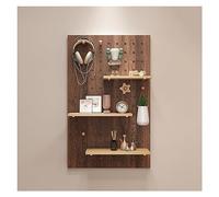 Pegboard Wall Organizer Panels, Wall Mount Display Peg Boards Kit, Bedroom Study Office Bathroom Wall Display Storage Modular Combination Shelf (Color : Brown, Size : 40x60cm)