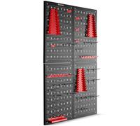 Tectake Tool Pegboard Jonah - Hooks And Holders 4-Panel - Black/red