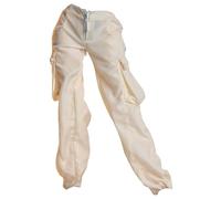 Pegciuho 1:6 Doll Miniature Pants for Action Figures, Loose Cargo Pants, Doll Clothing Accessory, Trousers, Beige
