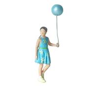 Pegciuho 1/64 Scale Miniature Girl Blowing Balloon, Hand-Painted Model for Architectural Miniatures, Multi-Purpose Resin, 1 Balloon