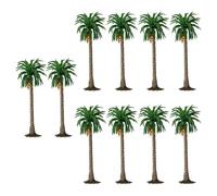 Pegciuho 10Pcs Model Tree Train Scenery Accessories Miniature Simulation Coconut Palm Layout for Scene Railroad Railways Building Kits, H 12cm