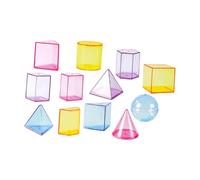 Pegciuho 12 Pieces Geometric Solid Blocks 3D Shapes Educational Pattern Blocks Disassemblable Math Manipulatives Translucent Models Suitable for Kids Geometry